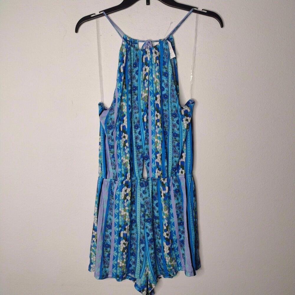 NWT Lucky Brand Women's Blue/Romper Swimsuit Cover-up Size Small